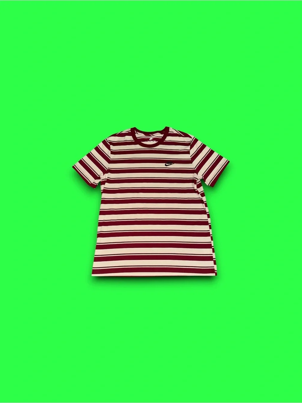 Nike Shirt Mens Large Burgundy White Striped Embroidered Swoosh Retro Basic